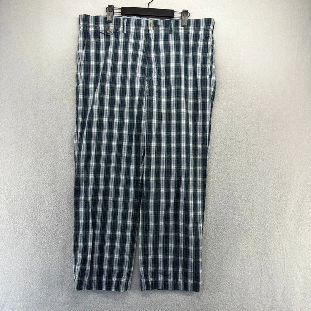 Ralph Lauren Pants Mens 36x30 fits 36x27 Green Plaid Check Trousers Pony Chino